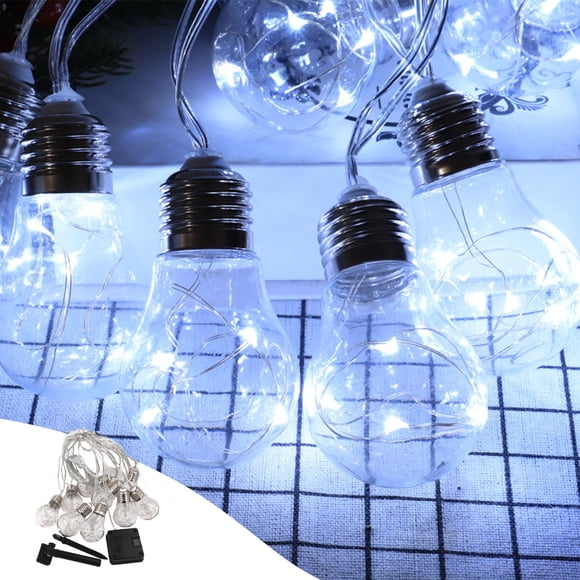 Dvkptbk Outdoor String Lights,Globe Led Patio Lights with9 Edison Plastic Bulbs(1 Spare), Waterproof Connectable Hanging Lights for Backyard Porch Balcony Party Decor, E12 Socket Base, Black