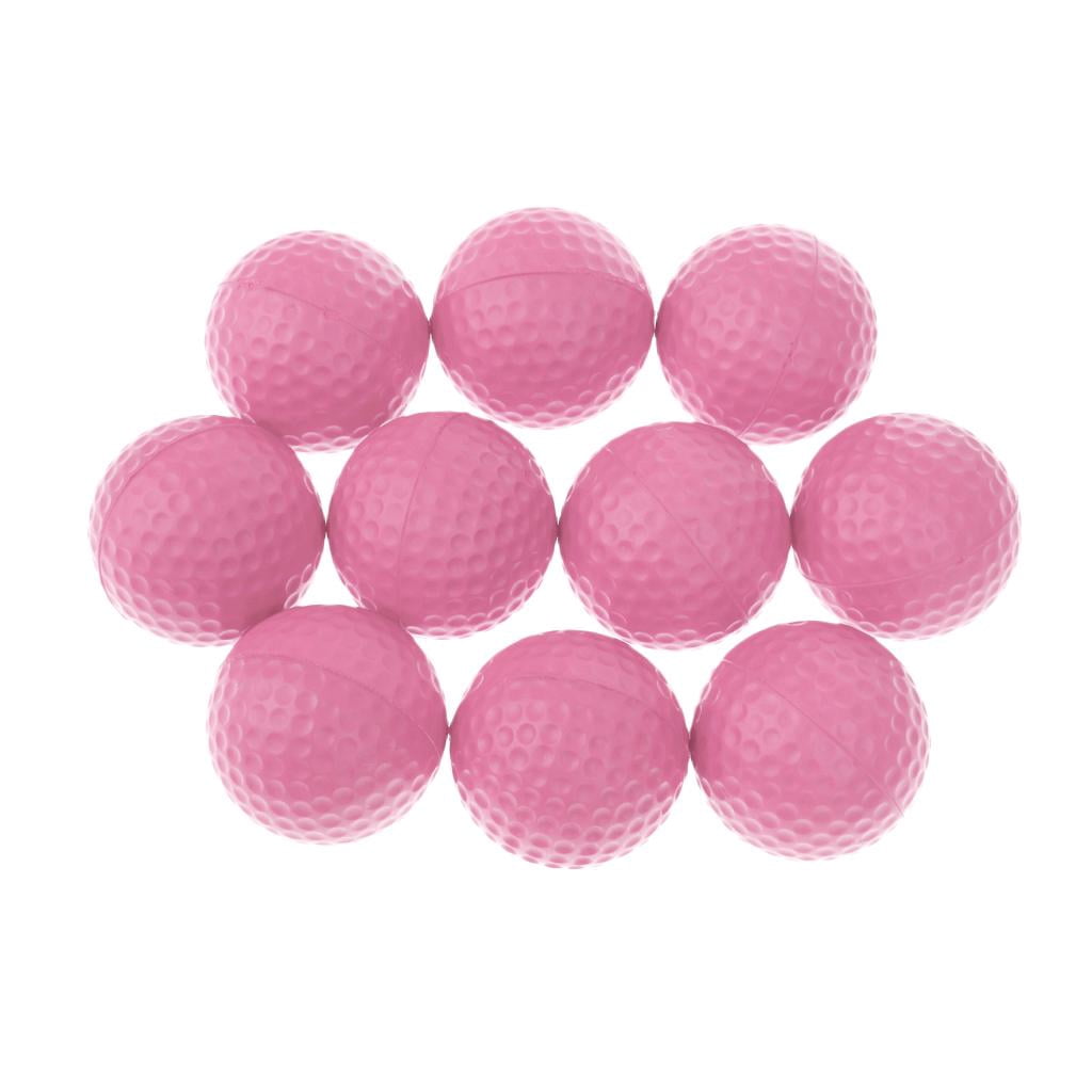 10 Pcs Balles de Golf en Mousse PU Douce Rose pour Entraînement Intérieur Extérieur