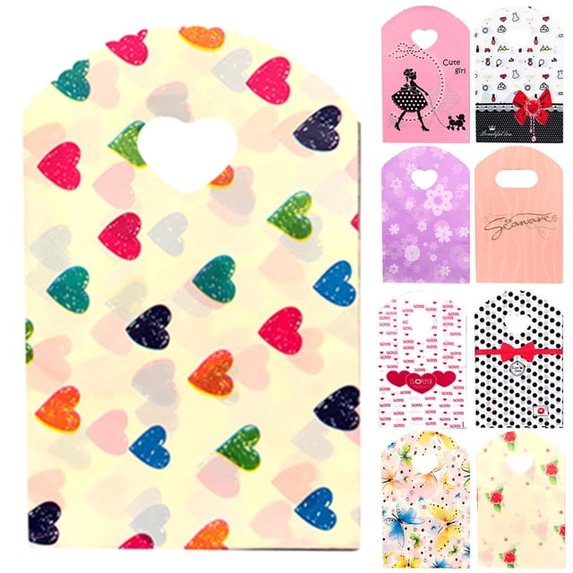 50Pcs Gift Bags Cartoons Print Multi-Function Plastic Party Favors Pouch for Grocery Store