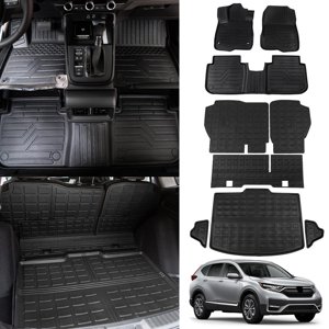 Thinzyou Floor Mats Compatible with 2023 2024 2025 Honda CRV Cargo Mats Liner TPE Back Seat Cover Trunk Mats Fuel 2024 CR-V Accessories Non-Hybrid (Lower Deck, Trunk Mat+Backrest Mats+Floor Mats)