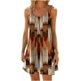 thumbnail image 1 of CEHVOM Women Plus Size CasualPrinted Round-Neck Short Sleeve Loose Knee-Length Dres, 1 of 4