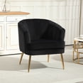 thumbnail image 2 of HOMCOM Fabric Accent Chair Armchair with Gold Metal Legs for Bedroom Black, 2 of 10