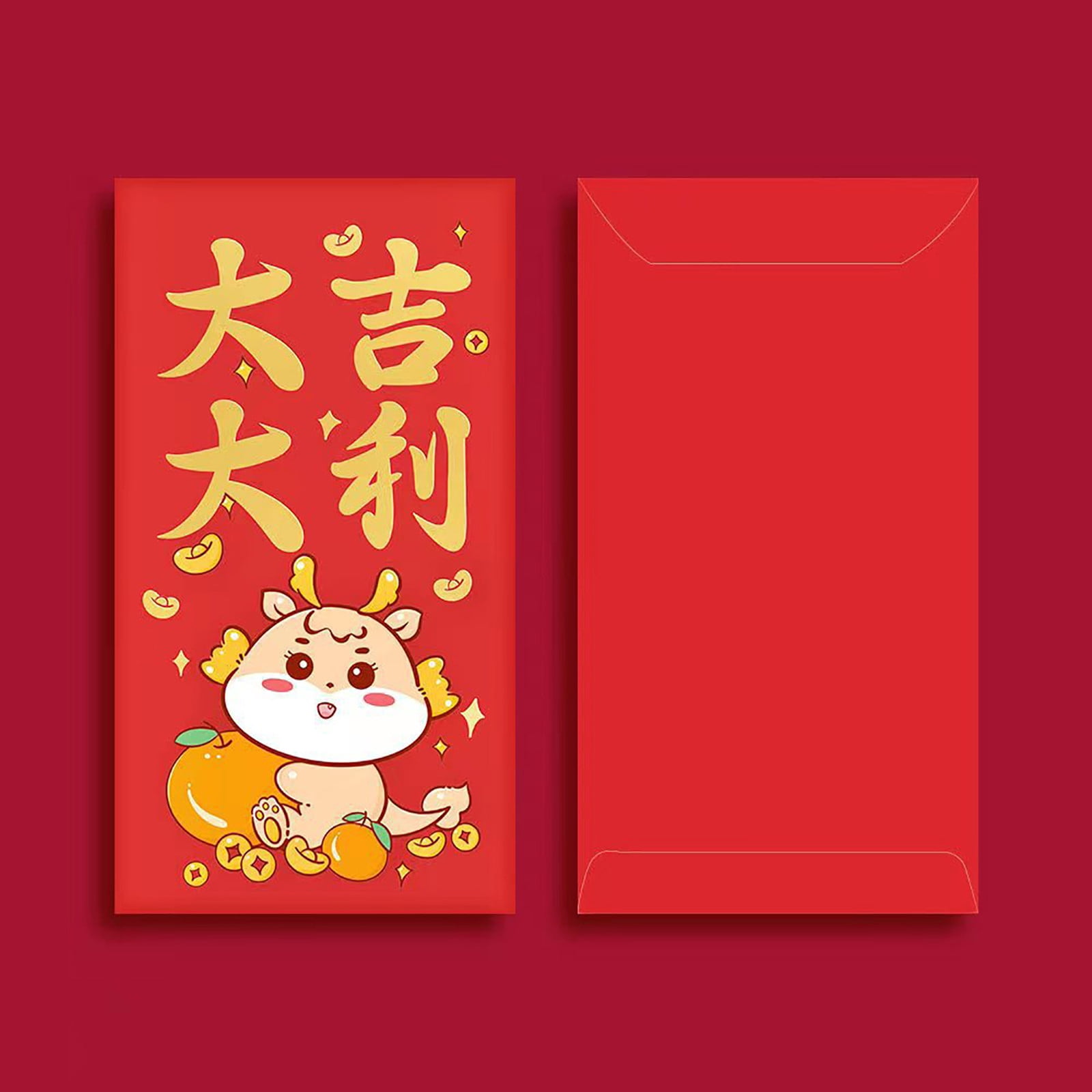 DVKPTBK Dragon Year Red Envelopes, Universal Red Envelopes, New Year Gold Stamping, Red, 8 Count, 8 Pack