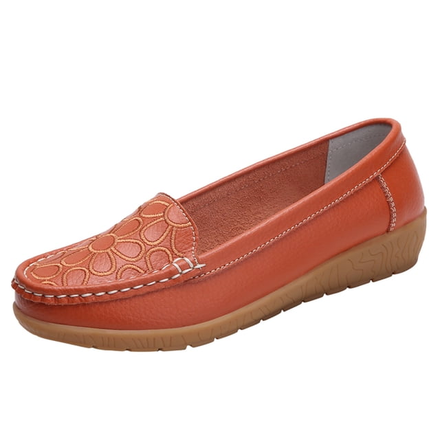 B91xZ Ballerines pour Femmes Décontractées Unies à Lacets à Enfiler Ballerines Pointues Mocassins Chaussures, Orange 7