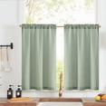 thumbnail image 1 of Linen Textured Tier Curtains 24 Inch for Kitchen Windows Farmhouse Cafe Curtains Small Drapes Rustic Light Filtering Half Window for Living Room Laundry Rod Pocket 2 Panels Green, 1 of 8