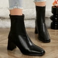thumbnail image 3 of Birdeem Women's Winter Boots, Casual Comfortable, Solid Color, Square Toe, Rear Zipper, High Heel Ankle Boots, Women's Winter Boots, Women's Boots Ankle, 3 of 6