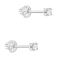 thumbnail image 2 of 14k White Gold Girls 2mm Clear Cubic Zirconia Prong Set Solitaire Screw Backs, 2 of 6
