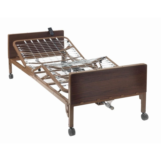 Full Electric Hospital Bed with Half Rails Included - for Home Care Use and Medical Facilities - Fully Adjustable, Easy Transport Casters, Remote - 80" x 36" - No Mattress
