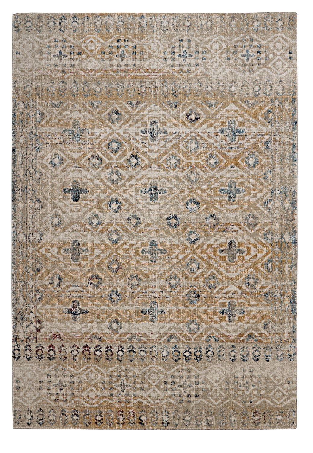 Tapis Grand Zéro Leopold sable & bleu de 8 pi x 10 pi