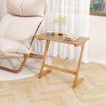 thumbnail image 4 of Costway Bamboo Sofa Side Table Z-Shaped Spacious Tabletop Space-Saving TV Snack Tray Natural, 4 of 10
