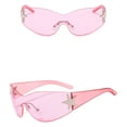 thumbnail image 1 of Fashion Men Women Star Wrap Around Sunglasses Cycling Rimless Futuristic Sunglasses, 1 of 4