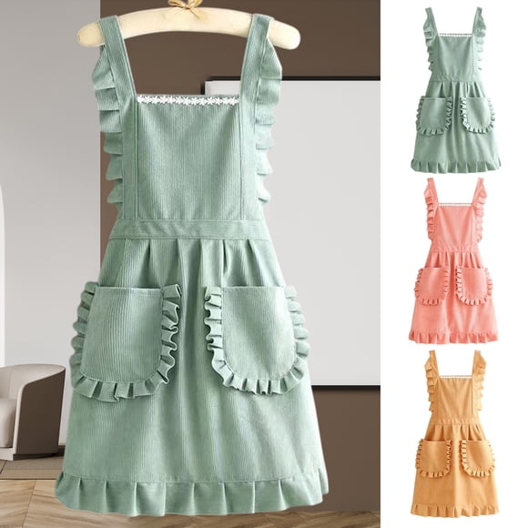 Dianli Tablier de Cuisine Imperméable Tablier à Bavette en Velours Côtelé Robuste avec Courroie de Cou Ajustable, Poche avant Profonde, Résistant à l'Huile et à la Saleté, Tablier de Travail Respirant pour Maison Restaurant