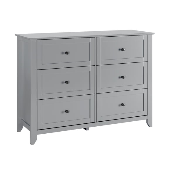 6-Drawer Dresser for Bedroom, Farmhouse Wood Storage Chest with Deep Drawers & Metal Knobs – Tall Organizer for Living Room, Closet, Hallway – Dark Green / Gray / White / Black