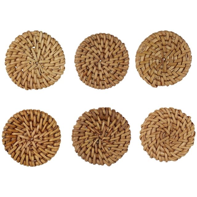 Weiweiguan 6Pcs Rattan Woven Charms Simple Round Earring Pendants Jewelry Making Ornaments