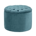 thumbnail image 3 of TOV Furniture Ottomane de Rangement en Velours Grand Lit, Bleu Mer, 3 of 3