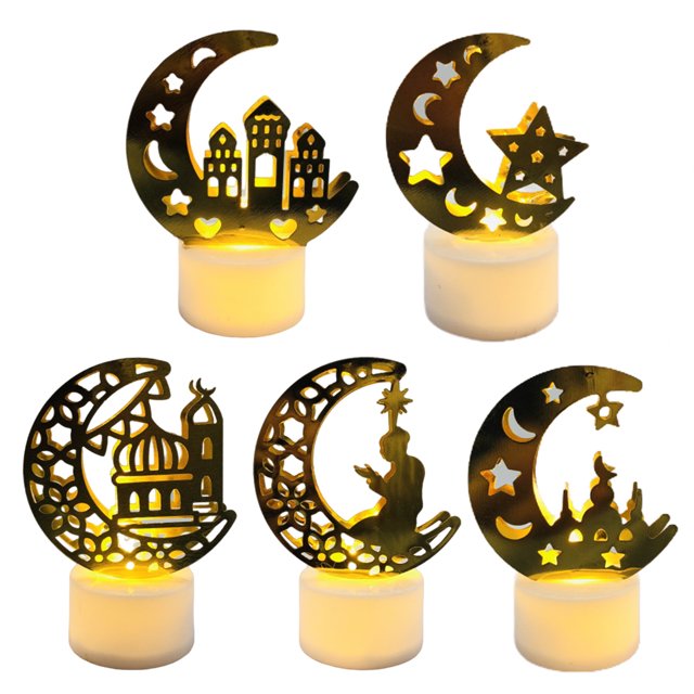 5Pcs LED Eid Ramadan Candle Light Muslim Decor Ornament Muslim LED Candles Light Party Supplies