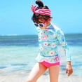 thumbnail image 4 of Toddler Girl Swimsuit Rash Guard Set Striped Ruffle Long Sleeve Sun Protection Kids Swimsuit 2-3 Years, 4 of 6