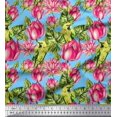 thumbnail image 1 of Soimoi Velvet Fabric Parrot,Leaves & Lotus Floral Print Sewing Fabric Yard 58 Inch Wide, 1 of 3