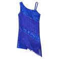 thumbnail image 3 of Ocealan Robe de Danse Latine pour Filles Sequins Jazz Moderne Fête d'Anniversaire Jupe à Franges Justaucorps Bleu Royal 6, 3 of 7