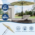 thumbnail image 3 of YUSAZENS Parasol de Table de Patio 10 Pieds Extérieur Protection UV Manivelle Levée Inclinaison à Bouton-Poussoir 8 Nervures Robustes pour Cour Terrasse Piscine Beige, 3 of 9