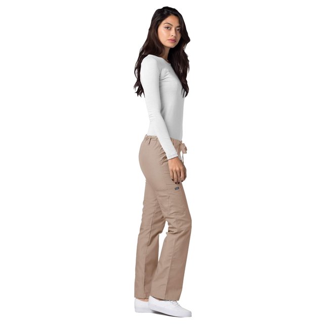 Adar Universal Women's Straight Leg Scrub Pants, Drawstring, Durable Poplin, Black