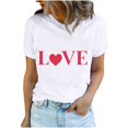 thumbnail image 2 of Meichang T-Shirts pour Femmes Hauts de la Saint-Valentin Imprimé Cœur Mignon T-Shirts Manches Courtes Col Rond Blouses de Vacances en Liquidation, 2 of 5