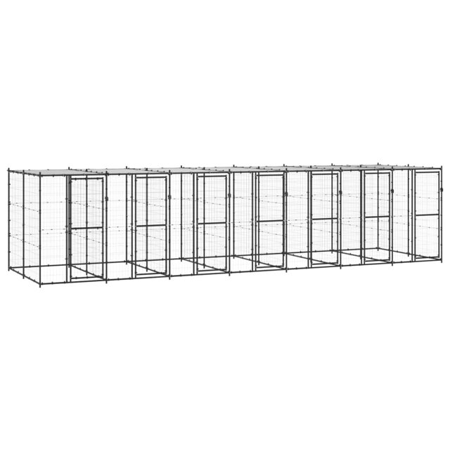 vidaXL Chenil Extérieur pour Chien en Acier avec Toit 16,94 M2