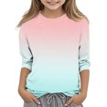 thumbnail image 1 of Posijego Garçons Filles T-Shirt à Manches 3/4 Imprimé Col Rond T-Shirts d'Été Hauts Décontractés pour Enfants, 1 of 4