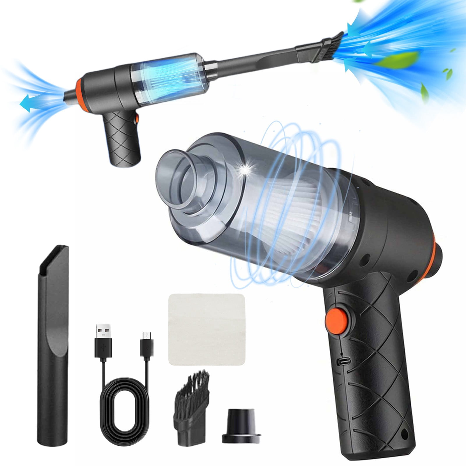 Bdday Car Vacuum Cleaner Handheld Car Vacuum Cleaner 120w Powerful Suction Small Car Vacuum Cleaner Mini Dusts Buster with Usb Portable Vacuum Cleaner with Cleaning Cloth Small Vacuum Cleaner