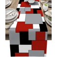 thumbnail image 1 of Irregular Geo Cotton Linen Table Runner Dresser Scarves,White Grey Black Red Abstract Geometric Table Runners for Dinning Table,Farmhouse Kitchen Decor,Holiday Dinner Decoration-13x70 Inch, 1 of 8