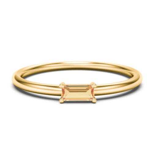 East-West Stackable Baguette Birthstone Ring - Citrine (November)