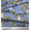 thumbnail image 3 of Soimoi Cotton Cambric Fabric Leaves & Lemur Animal Printed Fabric 1 Yard 56 Inch Wide, 3 of 3