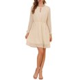 thumbnail image 2 of INSPIRE CHIC Robe pour Femme Dorure Étoile Col en V Manches Longues Robe de Soirée Évasée Ligne A m Beige, 2 of 8