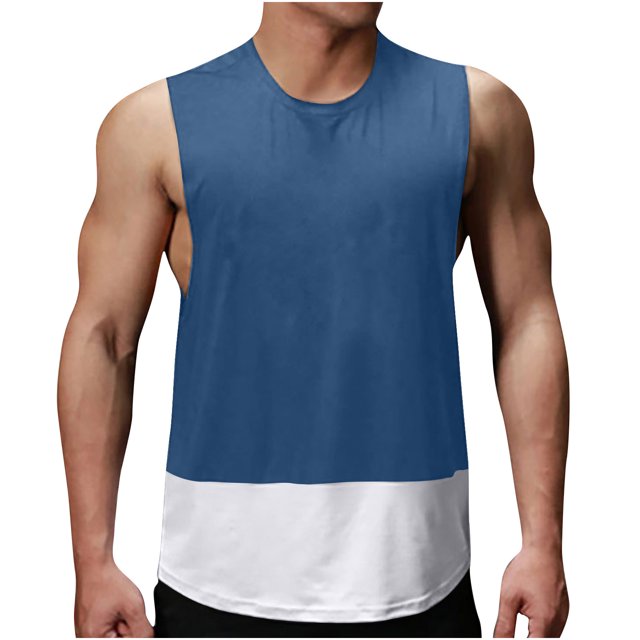 zfhfof Mens Workout Tank Tops Lightweight Sleeveless Running Gym Muscle Shirts Color Block Summer Tee Top