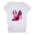 thumbnail image 1 of JIRNDf T-Shirt pour Femmes, Mode Estivale Tendance, Manches Courtes, Col Rond, Imprimé Cancer du Sein, Ample, Mignon, Graphique, Blanc G, 1 of 3
