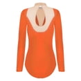 thumbnail image 4 of RUNQHUI Women's Long Sleeve Gymnastics Leotard Shiny Rhinestone Bodysuit for Acrobattics Performance 04Orange L, 4 of 7