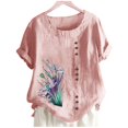 thumbnail image 5 of Birdeem Womens Summer Casual Round Neck Short Sleeve Printing Loose Shirt Tops, 5 of 5