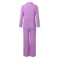 thumbnail image 5 of GDREDA Womens Cotton Linen Set 2 Piece Outfits Summer Button Down Shirt Wide Leg Pants Matching Sets Purple,XXL, 5 of 5