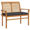 thumbnail image 1 of vidaXL Garden Bench with Anthracite Cushion 112 cm Solid Teak Wood, 1 of 5
