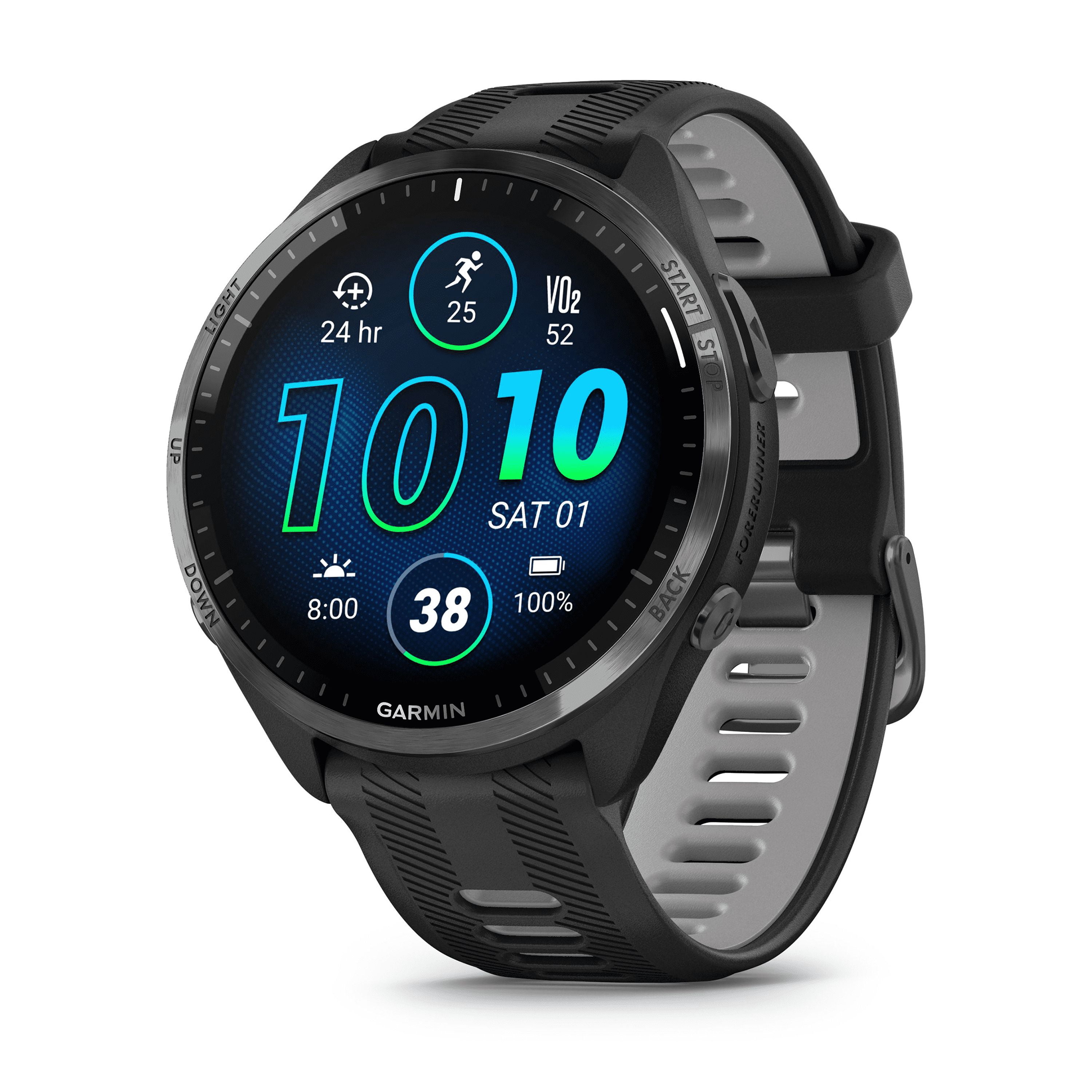 Refurbished Garmin International Titanium Bezel GPS Smartwatch with Whitestone Case, Black