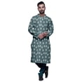 thumbnail image 4 of Atasi Kurta Pyjama de Designer pour Hommes Imprimé Style Angrakha Vêtements d'Été Décontractés, 4 of 5