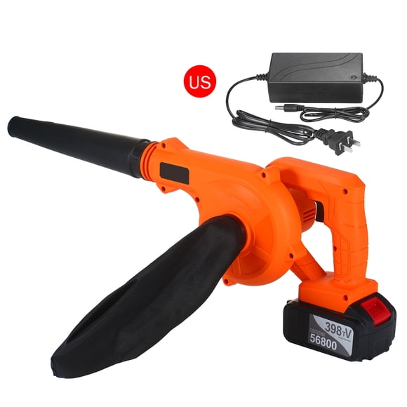 21V 900W Cordless Leaf Blower & Vacuum Cleaner with 4000mAh Battery, 0-600r/min Stepless Speed, 2.1lb Lightweight, 2-in-1 Blowing/Vacuuming for Garden, Car, Home, US Plug, Orange