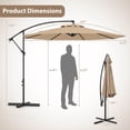 thumbnail image 3 of Costway 10' Hanging Umbrella Patio Sun Shade Offset Garden Market W/ T Cross Base Tan, 3 of 10