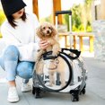 thumbnail image 3 of Pet Trolley Case Clear Ventilation Holes Silent Wheels Convenient Portable Cats Dogs Backpack for Travel, 3 of 5