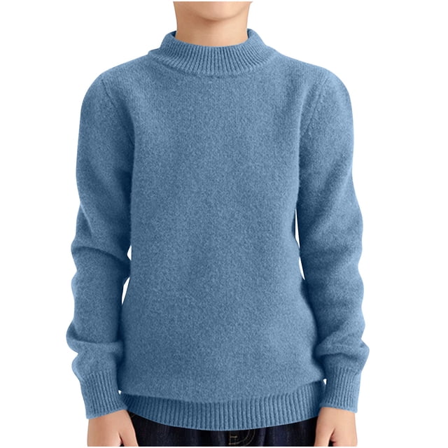 Posijego 4-18 Years Girls Boys Sweaters Crew Neck Solid Color Long Sleeve Knit Pullover Tops Fall Winter Clothes