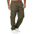 thumbnail image 1 of Faithtur Men Straight Pants Middle Waist Loose Pockets Casual Fall Trousers, 1 of 3