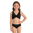 thumbnail image 1 of Girls Two Piece Swimsuit Set Knotted Color-Block Crop Top & Shorts in Mint Green Size 3-12 Years, 1 of 4