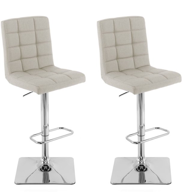 CorLiving Quinn Modern Fabric Upholstered Adjustable Height Barstools Set of 2 - Swivel Bar Stools with Back, Perfect Kitchen Stools for Island, Bar Chairs & Counter Height Stools