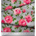 thumbnail image 3 of Soimoi polyester Crepe Fabric Leaves & Rose Flower Decor Fabric Printed Yard 42 Inch Wide, 3 of 3
