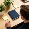 thumbnail image 4 of Heavy-Duty Thick Page Notebook Premium A5 Writing Book Satiny Smooth Paper Wireless Binding Matte Cover Office Note Pad, Blue, JKODE, 4 of 6